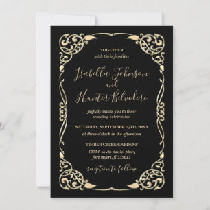 Invitation Cadre élégant noir et or pour toutes occasions