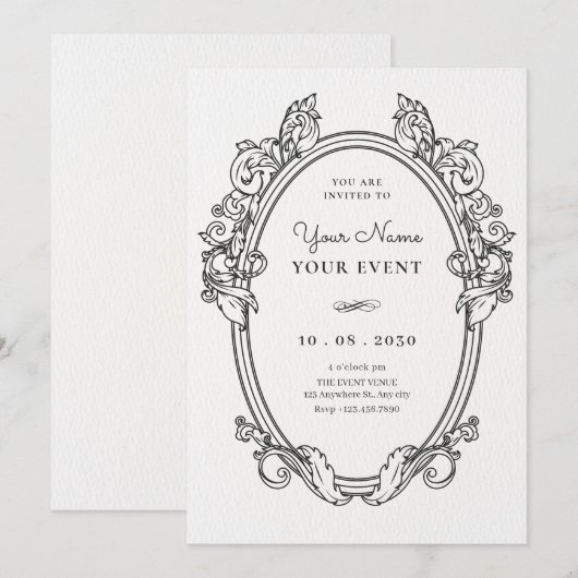 Invitation cadre élégant vintage (Devant / Derrière)