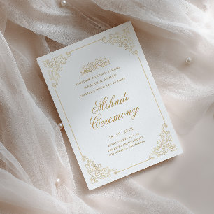 Invitation Cadre élégant vintage doré pour cérémonie Henna Me