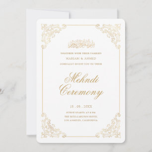 Invitation Cadre élégant vintage doré pour cérémonie Henna Me