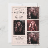 Invitation Cadre en feuille argent confetti rose 5 photos dou (Dos)