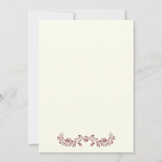 Invitation Cadre en feuille de Marsala avec initiales mariage (Dos)