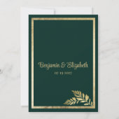 Invitation Cadre en feuilles dorées foncées de luxe RSVP (Dos)