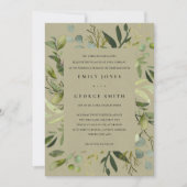 INVITATION CADRE EN JAUNE DE KRAFT MARIAGE EN FOLIAGE VERT EN (Devant)
