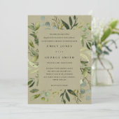 INVITATION CADRE EN JAUNE DE KRAFT MARIAGE EN FOLIAGE VERT EN (Debout devant)