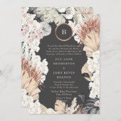 Invitation Cadre en laiton Pampas | Monogramme d'huile d'or | (Devant / Derrière)