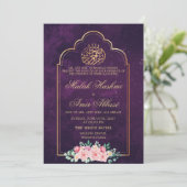 Invitation Cadre en or de la mosquée violet musulman musulman (Debout devant)