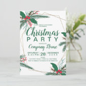 Invitation Cadre en or mistletoe de Noël rustique (Debout devant)