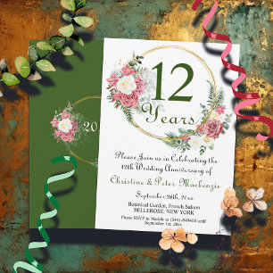 Invitation Cadre en or rose pour les 12 ans d'anniversaire de