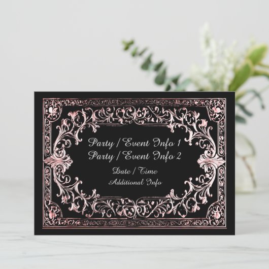 Invitation Cadre en or rose pour toutes occasions (Debout devant)