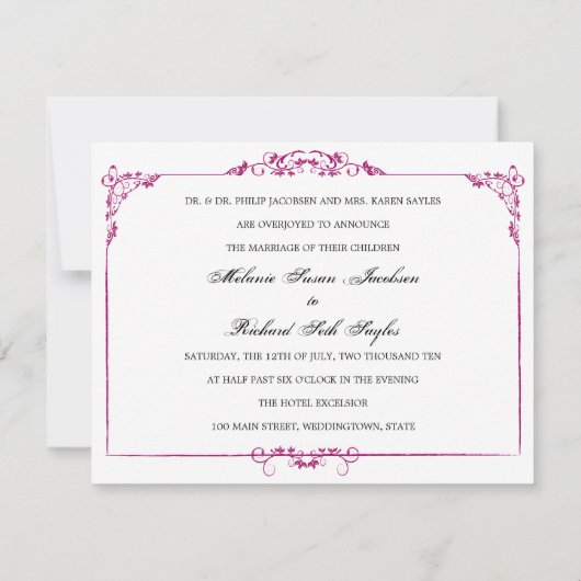 Invitation Cadre en porcelaine Fuchsia (Dos)