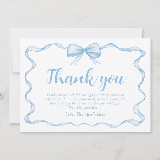 Invitation Cadre en ruban ondulé Baby shower en bois bleu fon (Devant)