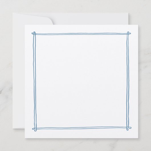 Invitation Cadre esquissé Blue Whimsical Main tiré Mariage (Dos)