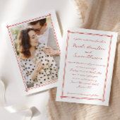 Invitation Cadre esquissé Mariage photo à main blanche