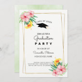 Invitation Cadre Et Fleurs D'Or (Devant / Derrière)