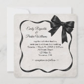 Invitation Cadre et nœud en ruban de satin noir pour mariage (Devant)