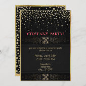 Invitation Cadre Et Points De Parties scintillant D'Or (Devant / Derrière)