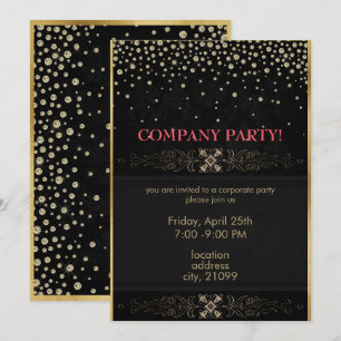 Invitation Cadre Et Points De Parties scintillant D'Or