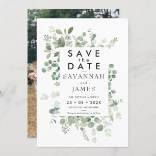 Invitation Cadre Eucalyptus Mariage vert Sauvez La Date