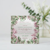 Invitation Cadre feuille de palmier vert tropical argent burg (Debout devant)