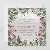 Invitation Cadre feuille de palmier vert tropical argent burg (Devant)