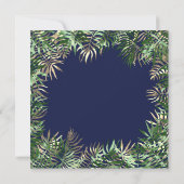 Invitation Cadre feuille de palmier vert tropical bleu sépia  (Dos)