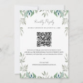 Invitation Cadre Feuille vert Code QR Mariage RSVP (Dos)