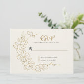 Invitation Cadre Feuilles or peint à la main RSVP (Debout devant)