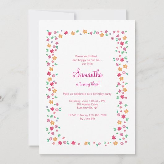 Invitation Cadre Fleur (Devant)