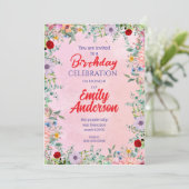 Invitation Cadre Fleur sauvage rustique élégant Anniversaire (Debout devant)