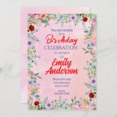 Invitation Cadre Fleur sauvage rustique élégant Anniversaire (Devant / Derrière)