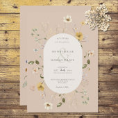 Invitation Cadre Fleur sauvage rustique rose pâle