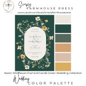 Invitation Cadre Fleur sauvage rustique vert émeraude