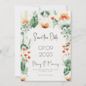 Invitation Cadre Fleur sauvage Vert Enregistrer La Date Invit (Devant)