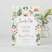 Invitation Cadre Fleur sauvage Vert Enregistrer La Date Invit (Debout devant)