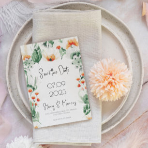 Invitation Cadre Fleur sauvage Vert Enregistrer La Date Invit