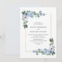 cadre fleuri bleu et vert mariage