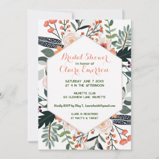 Invitation Cadre fleuri Boho (Devant)