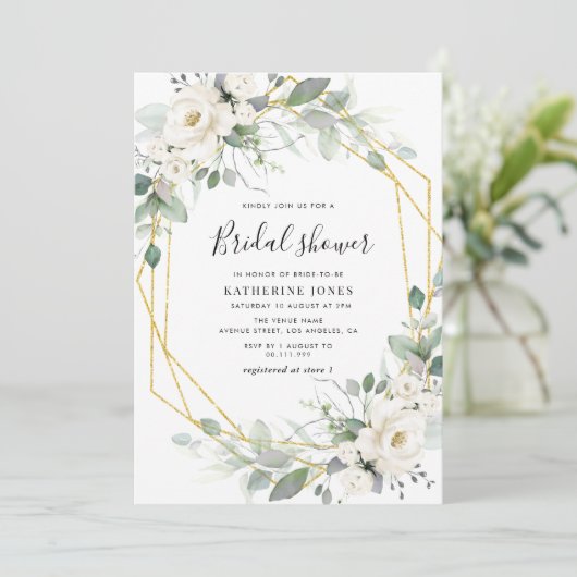Invitation cadre fleuri verdure douche nuptiale (Debout devant)