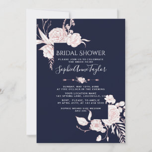 Invitation Cadre Fleurs Blanches Or Rose Mariage