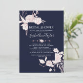 Invitation Cadre Fleurs Blanches Or Rose Mariage (Debout devant)