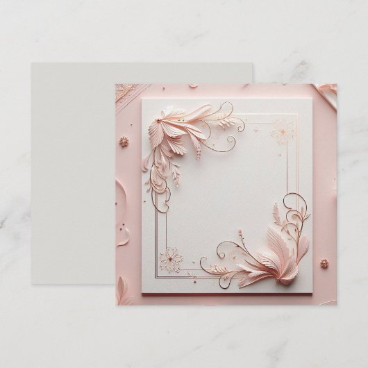 Invitation Cadre floral 3D (Devant / Derrière)