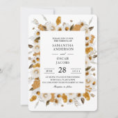 Invitation Cadre floral à l'aquarelle jaune d'automne et blan (Devant)