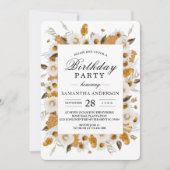 Invitation Cadre floral aquarelle jaune d'automne et blanc (Devant)