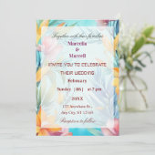 Invitation Cadre floral aquarelle sarcelle doux (Debout devant)