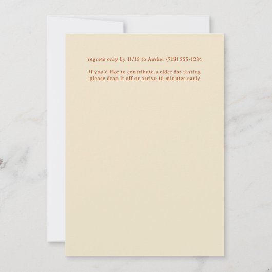 Invitation Cadre Floral Automnal de Fête Champêtre (Dos)