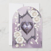 Invitation Cadre floral avec coeur et roses blanches (Dos)