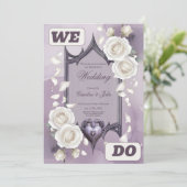 Invitation Cadre floral avec coeur et roses blanches (Debout devant)