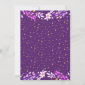 Invitation Cadre floral avec mariage violet confetti or (Dos)