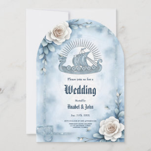 Invitation Cadre floral avec Rose et design celtique.